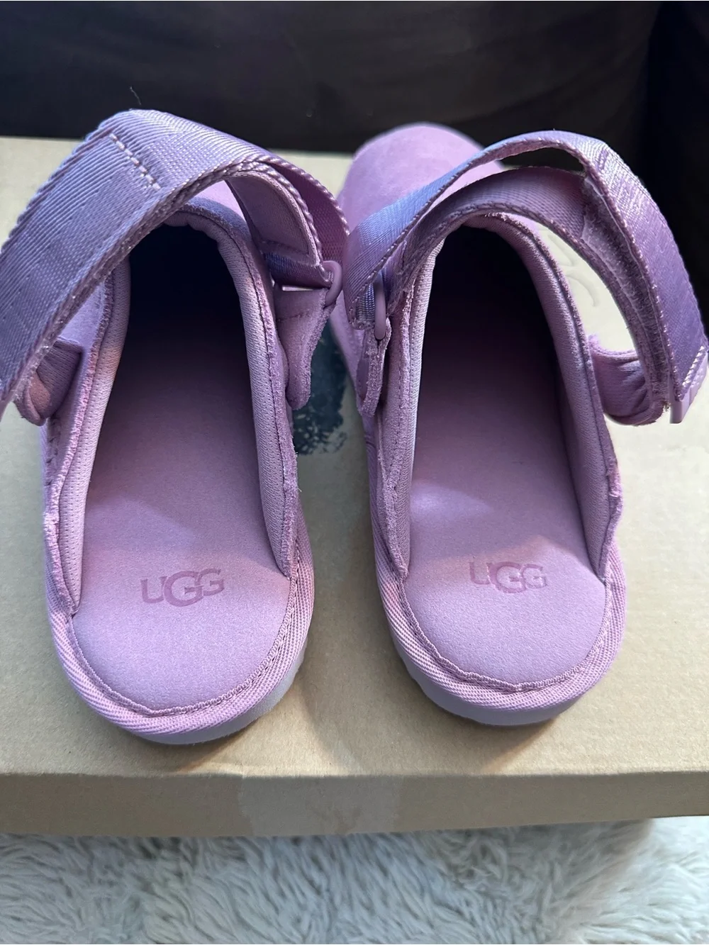 UGG Kids Pink Suede Slingback Clog - Adjustable Strap